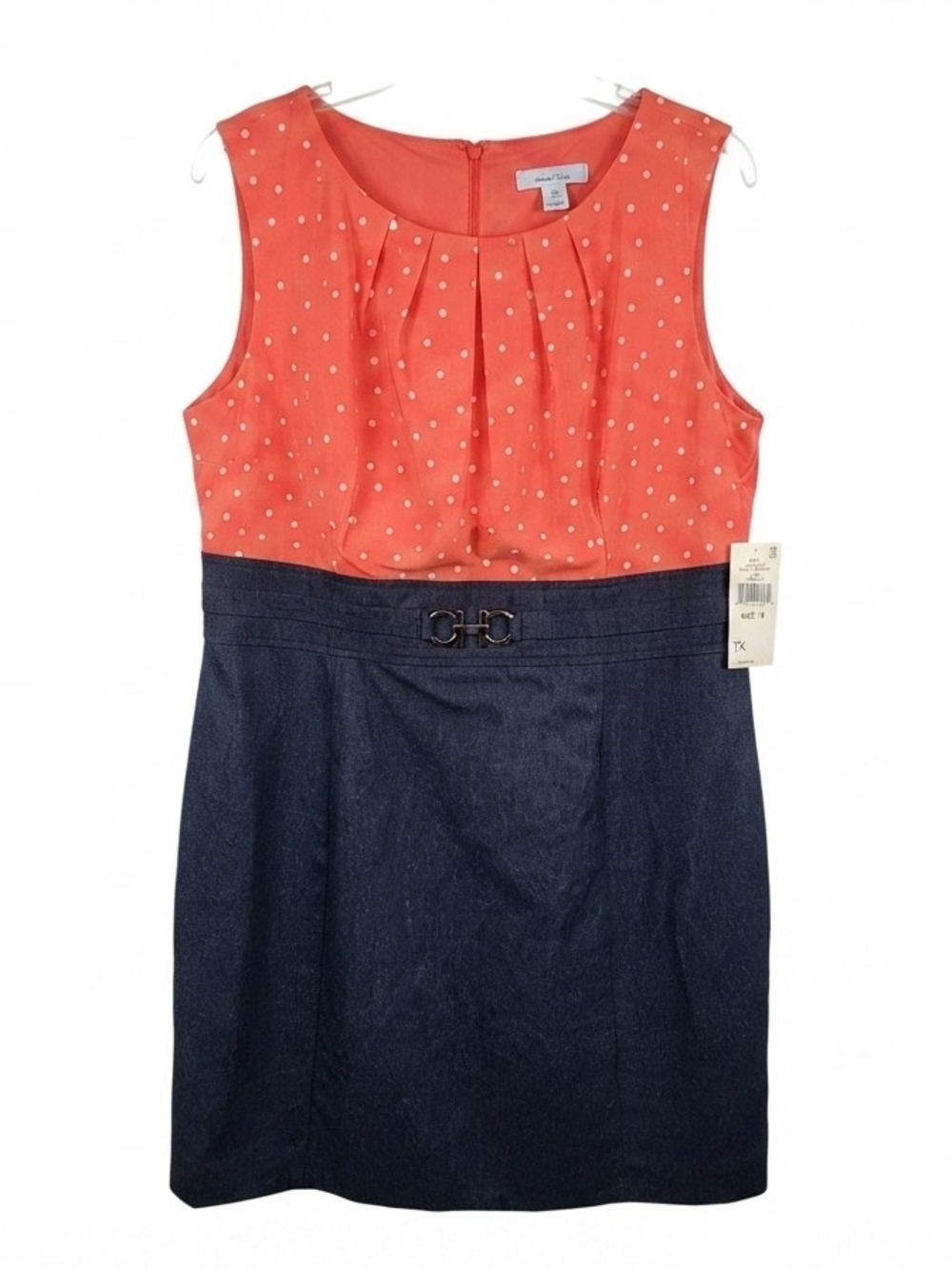 Alyx Coral Polka Dot & Navy Belted Midi Dress